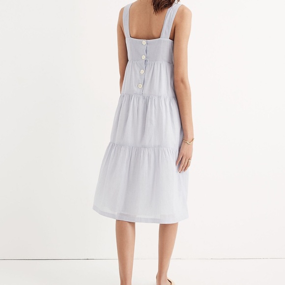 Madewell Button-Back Tiered ‘Striped Midi Dress’ in Light Blue - Picture 2 of 8